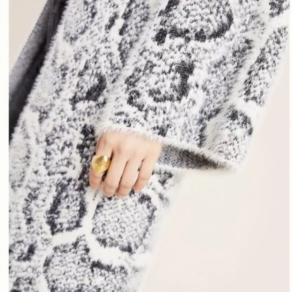 Anthropologie NWOT Chic Black and White Long Cardigan O/S - Picture 6 of 14
